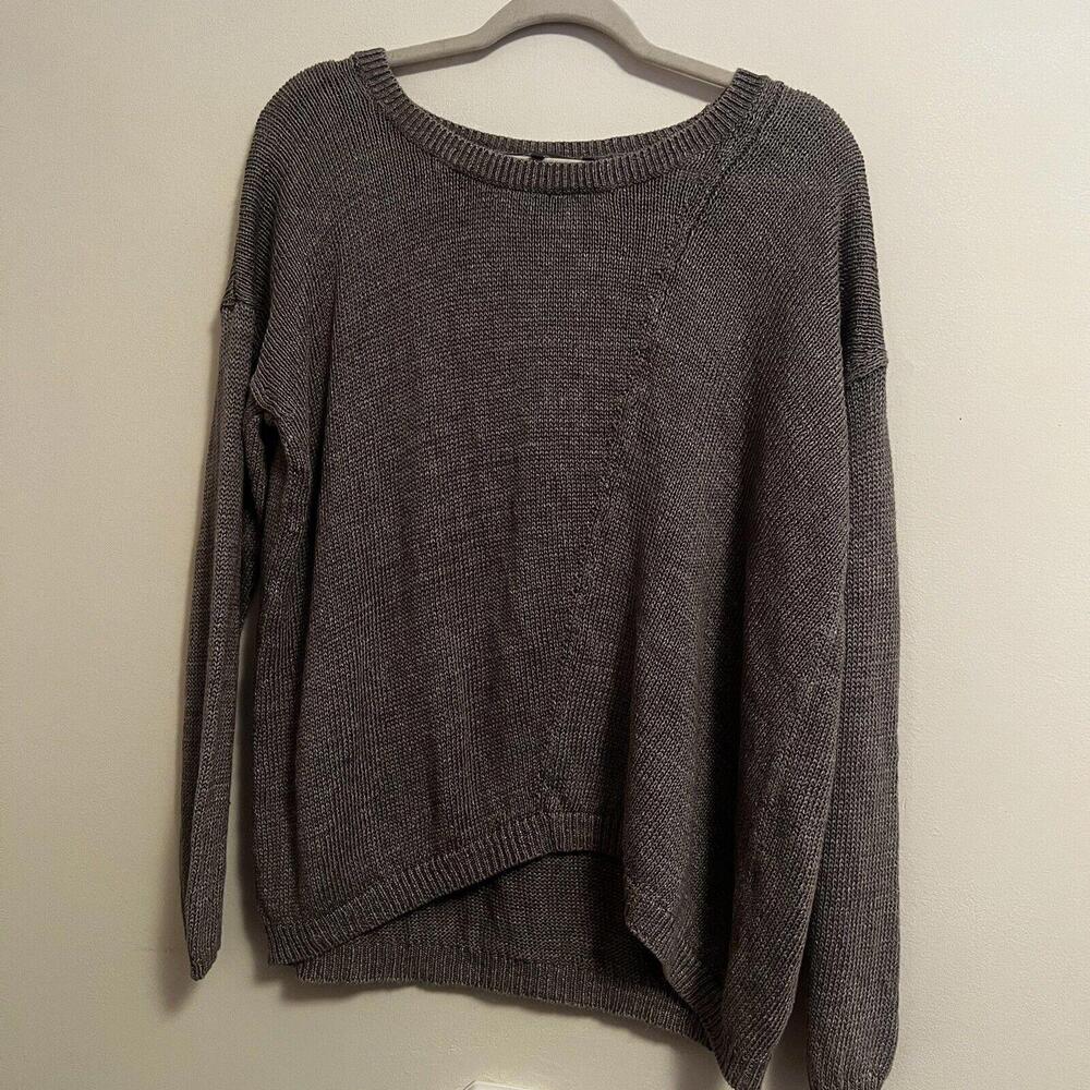 Slouchy Oversized Heavy Weight Vince Silvery Taupe 100% Linen Sweater Size M